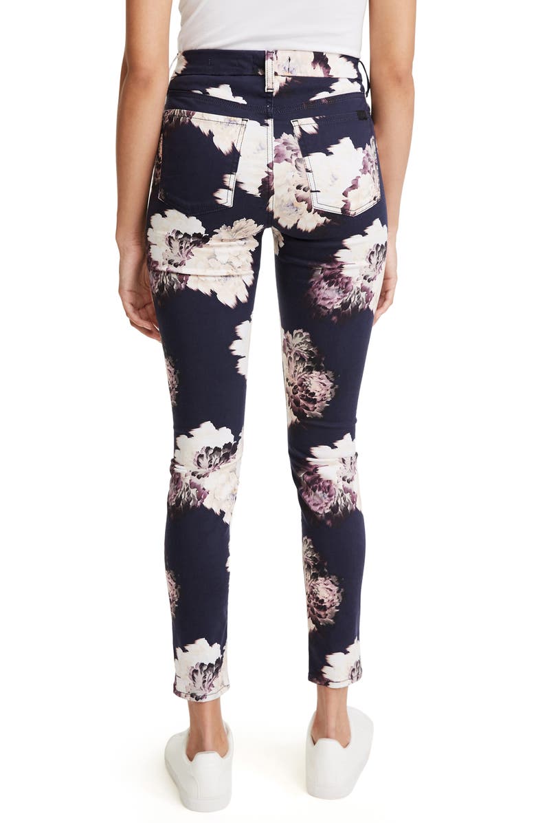 JEN7 by 7 For All Mankind Floral Print Ankle Skinny Jeans, Alternate, color,