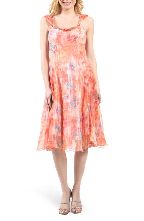Scarf Charmeuse & Chiffon A-Line Cocktail Dress
