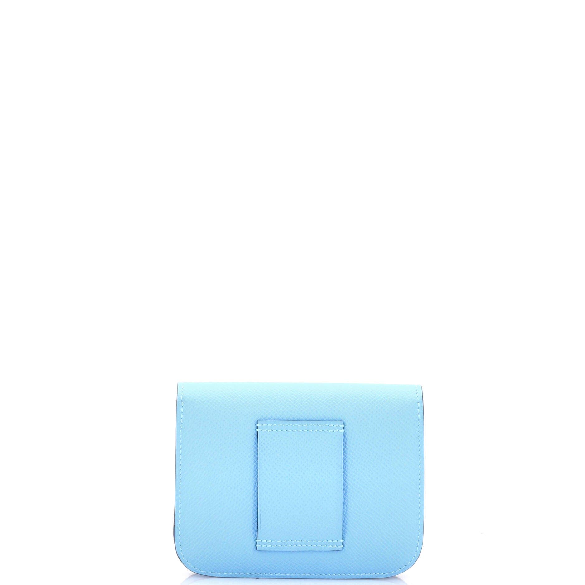 Pre-Owned Hermes Constance Slim Wallet Epsom, Alternate, color, Celeste