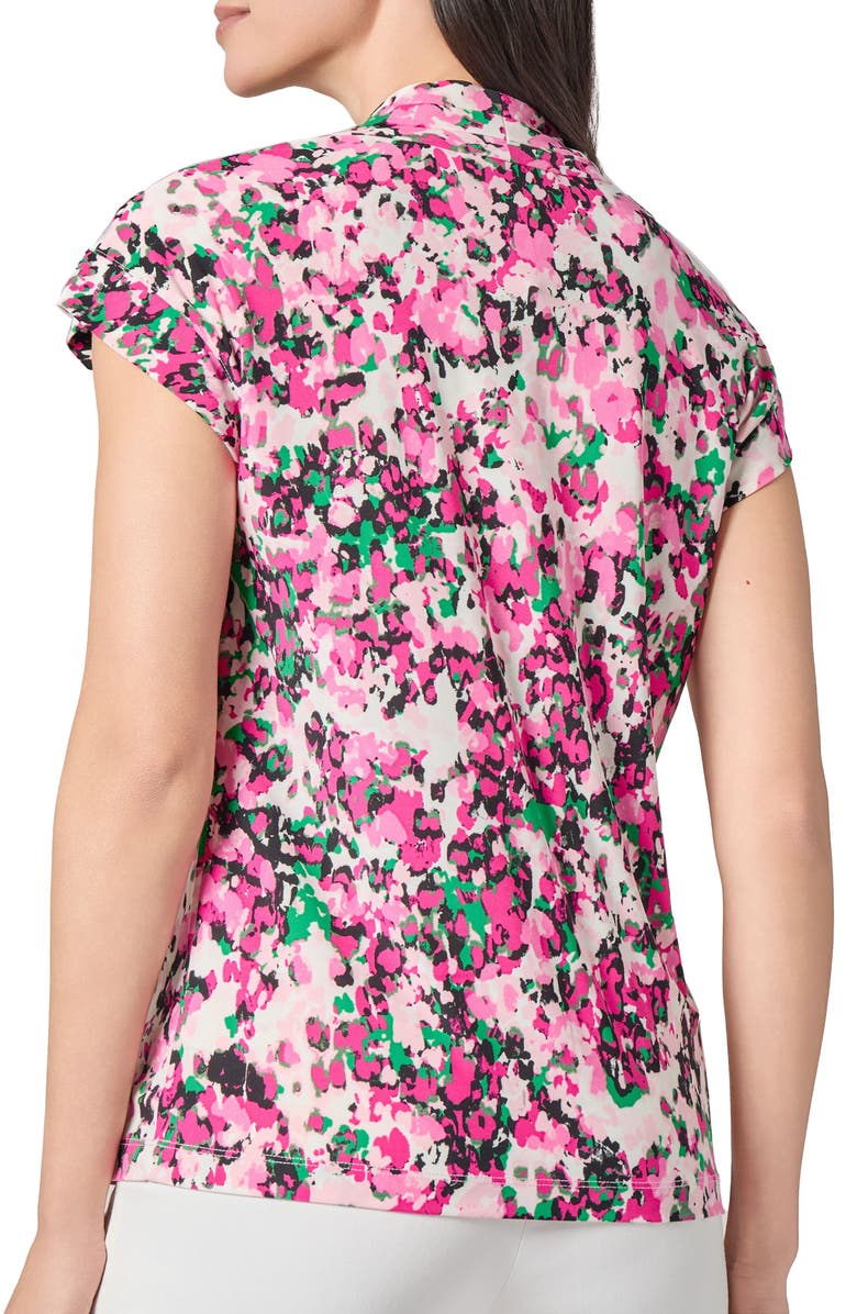 KASPER Printed Cap Sleeve Funnel Neck Jersey Top, Alternate, color, 