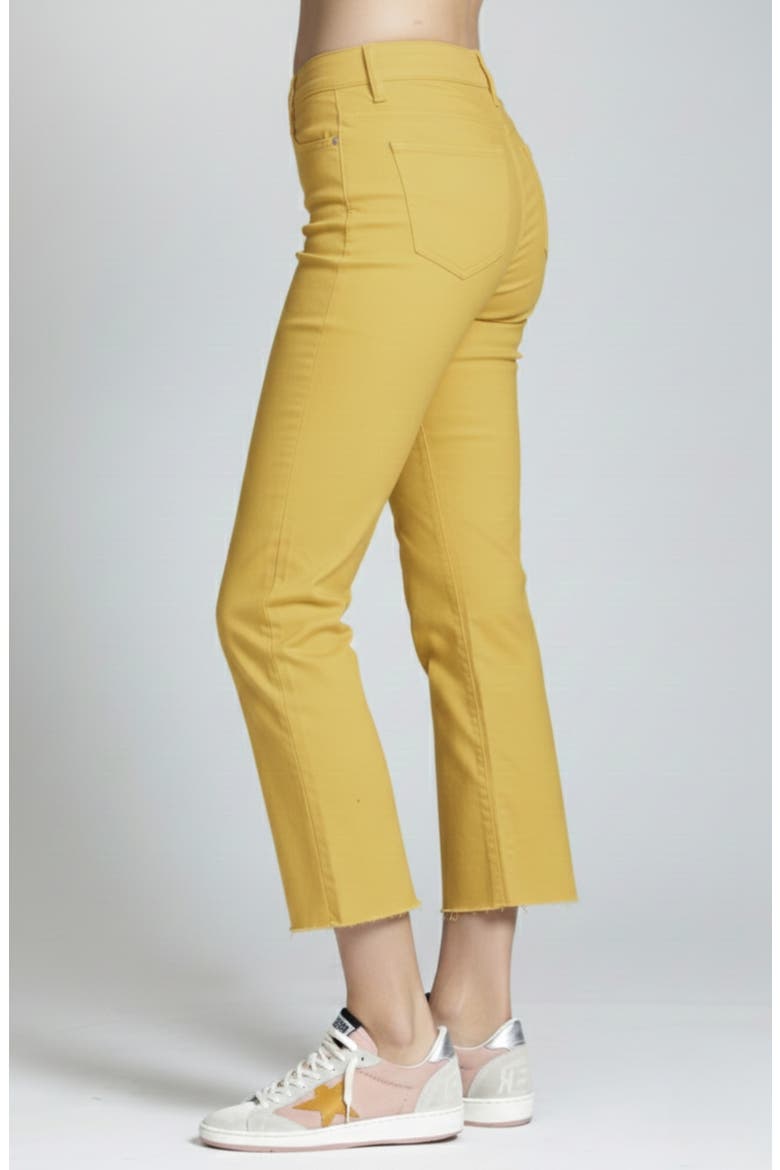Raw Hem Ankle Straight Leg Jeans, Alternate, color, POPCORN YELLOW