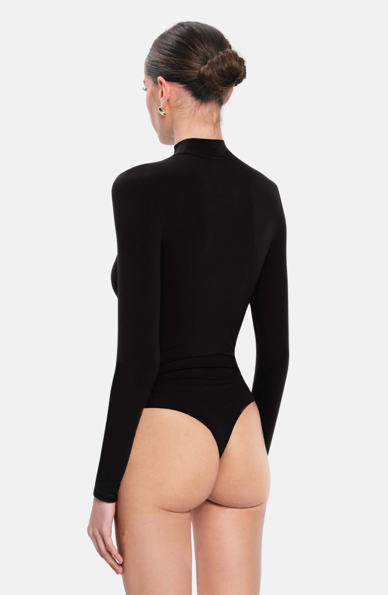 OW Collection LEXI Turtleneck Bodysuit, Alternate, color, Black