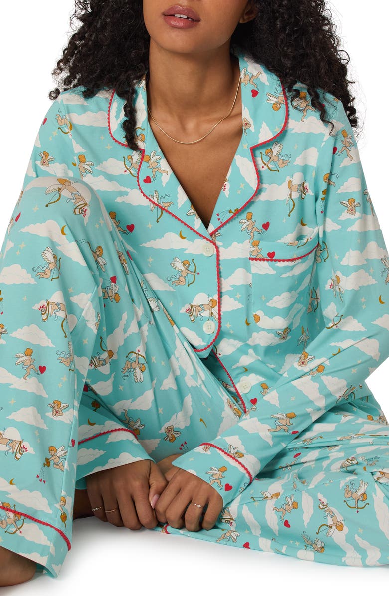 BedHead Pajamas Print Stretch Organic Cotton Pajamas, Alternate, color, Cheeky Cupid