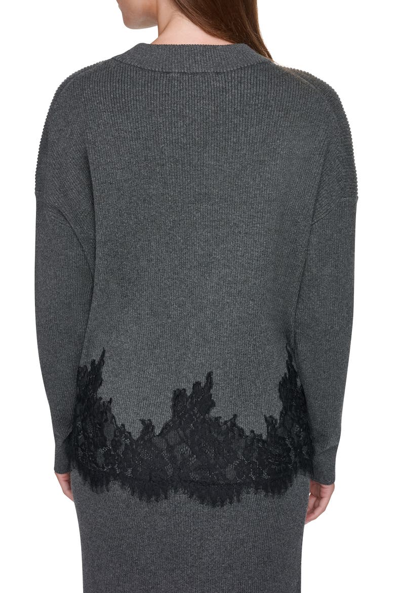Lace Trim Sweater, Alternate, color, ASPHALT