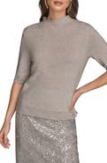 Donna Karan New York Elbow Sleeve Wool & Cashmere Mock Neck Sweater