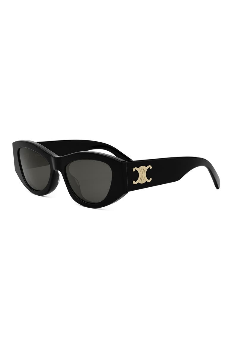 Triomphe 55mm Rectangular Sunglasses, Alternate, color, SHINY BLACK / SMOKE