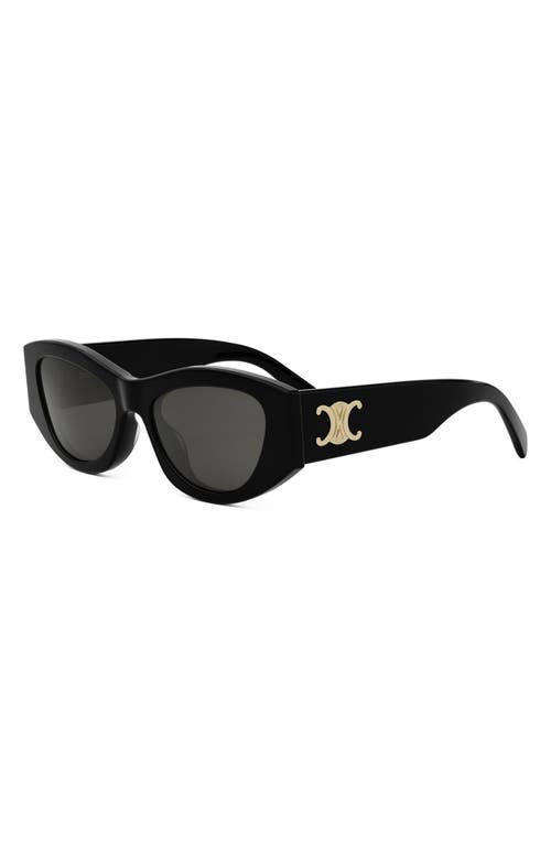 Celine Triomphe 55mm Rectangular Sunglasses In Black