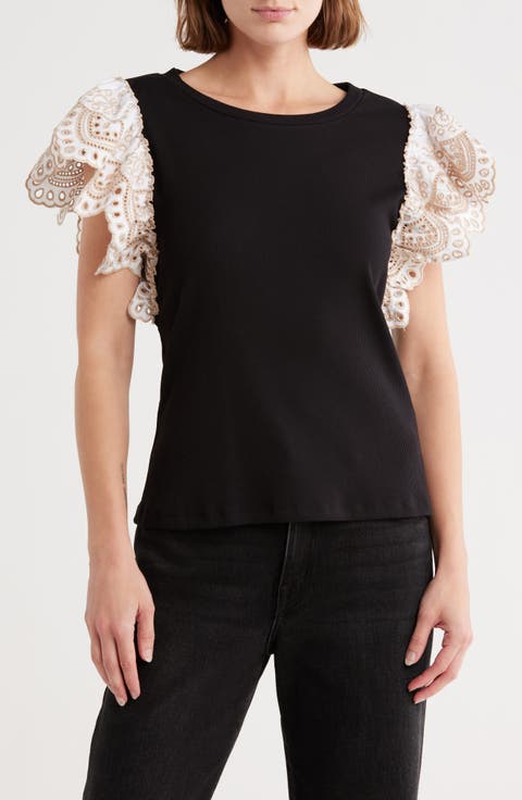 Eyelet Sleeve T-Shirt
