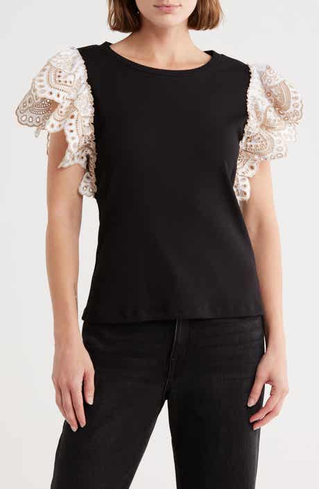 INDUSTRY REPUBLIC CLOTHING Eyelet Sleeve T-Shirt