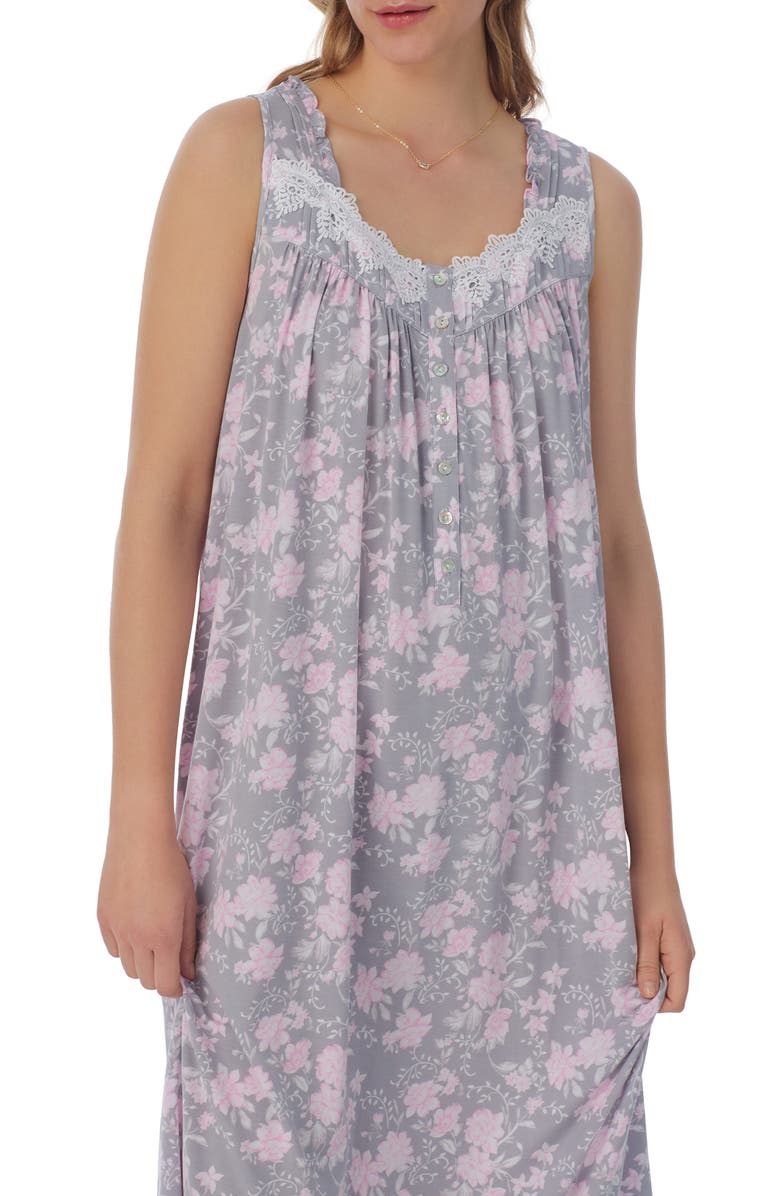 Eileen West Floral Sleeveless Ballet Nightgown, Alternate, color, 