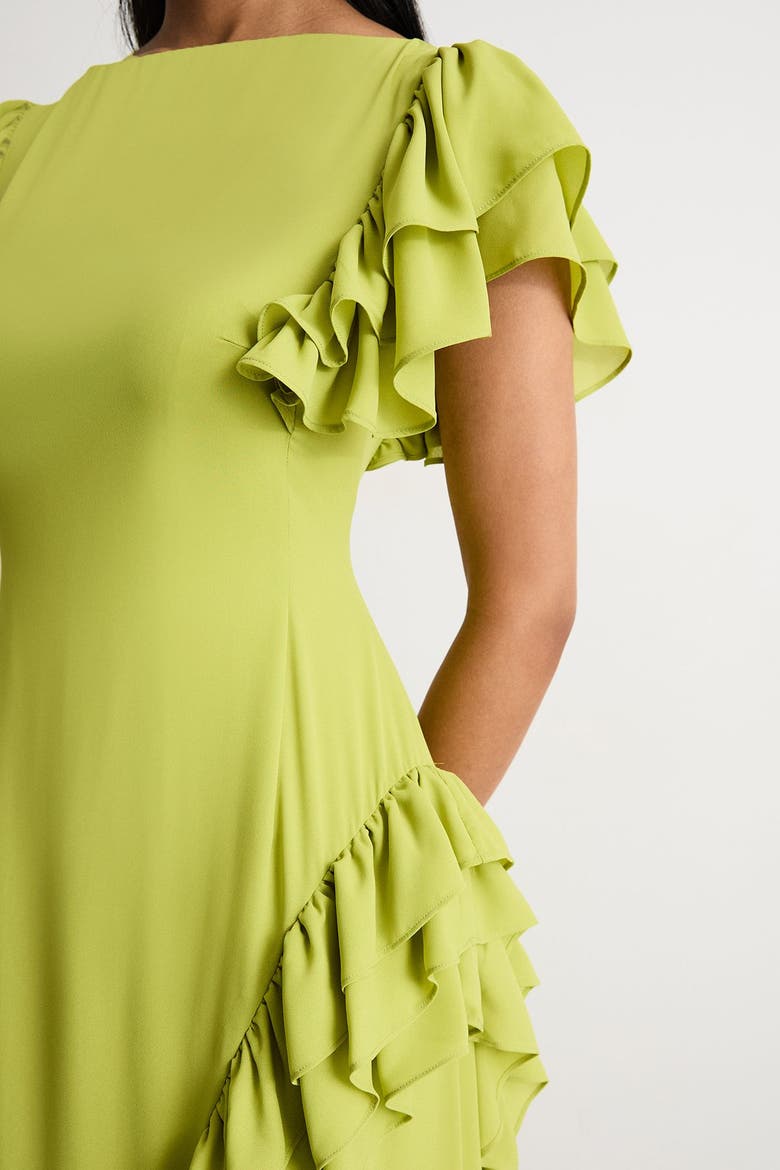 Side Split Ruffle Detail Maxi Dress, Alternate, color, Lime