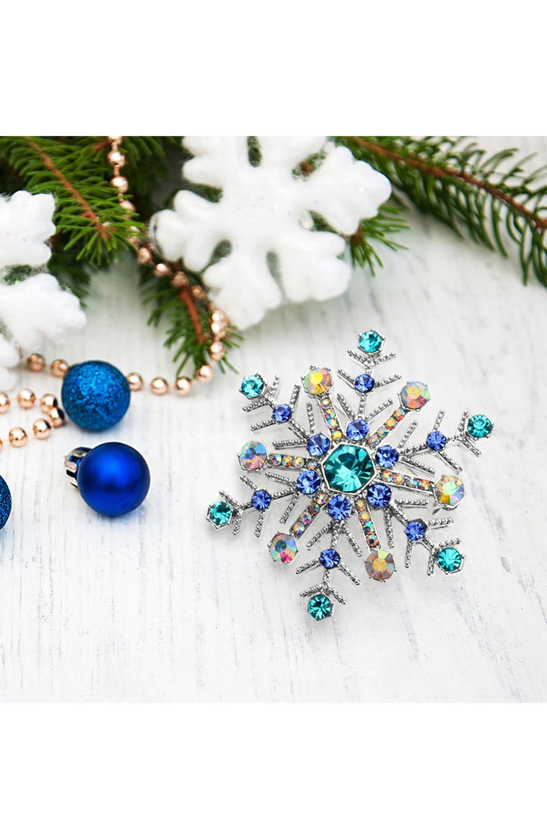 BLING JEWELRY Blue Crystal Large Holiday Pin, Alternate, color, Light Blue