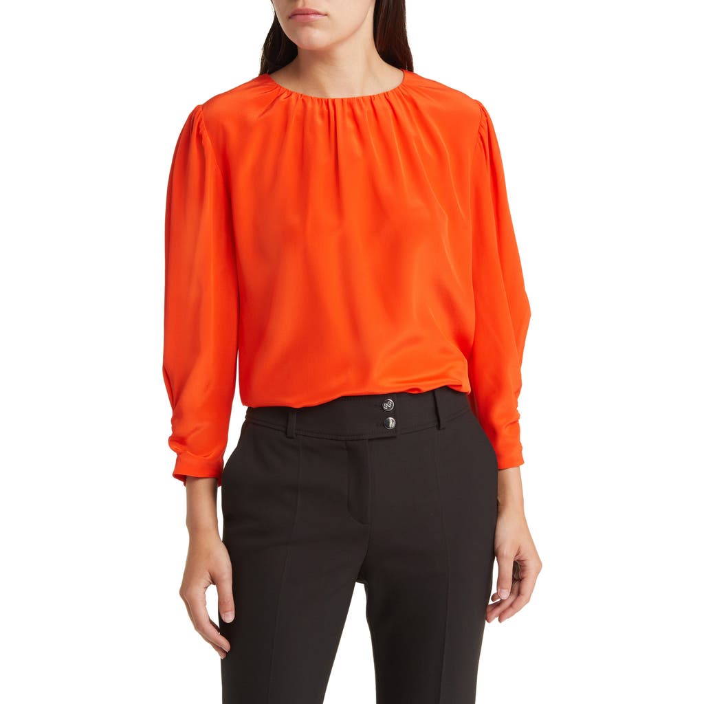 Hugo Boss Bagana Silk Blouse In Orange