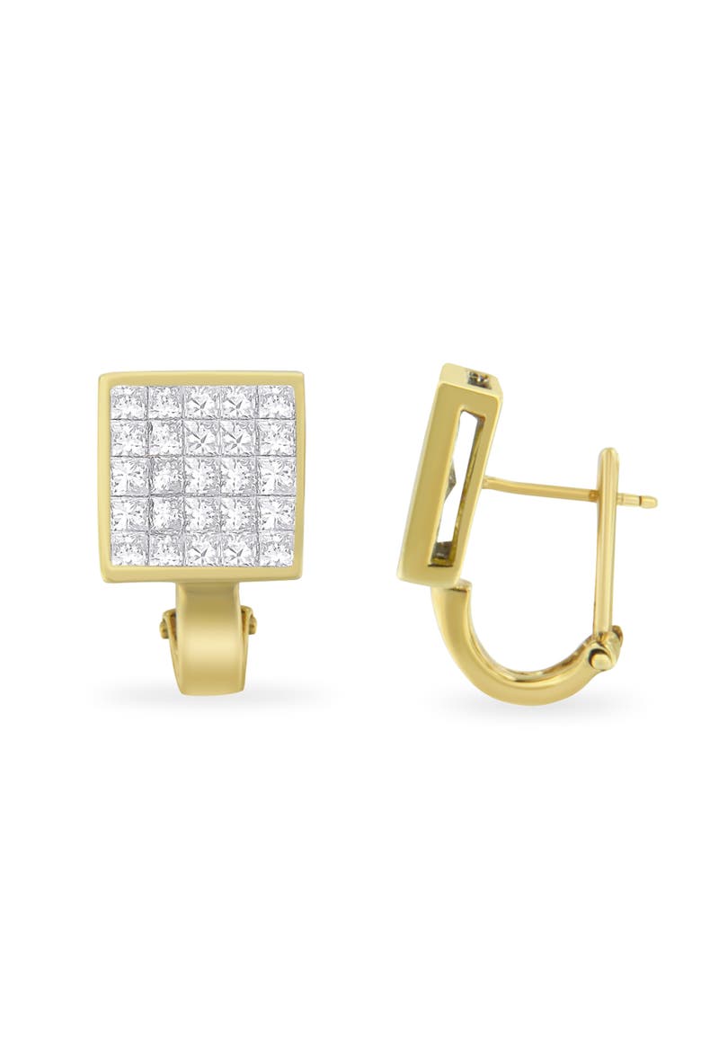 14K Yellow Gold 3-1/5 Cttw Diamond Grid Huggy Style Stud Earring, Alternate, color, Yellow