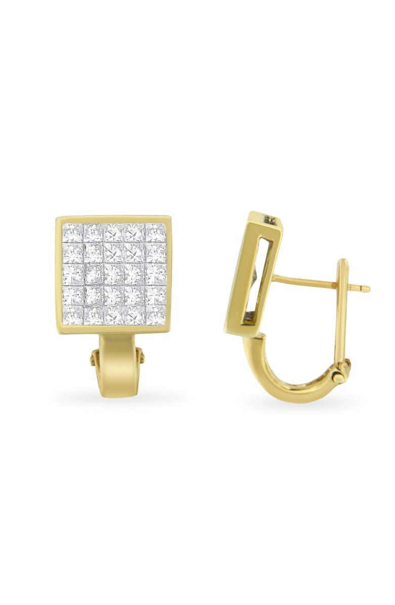 Haus of Brilliance 14K Yellow Gold 3-1/5 Cttw Diamond Grid Huggy Style Stud Earring, Alternate, color, Yellow