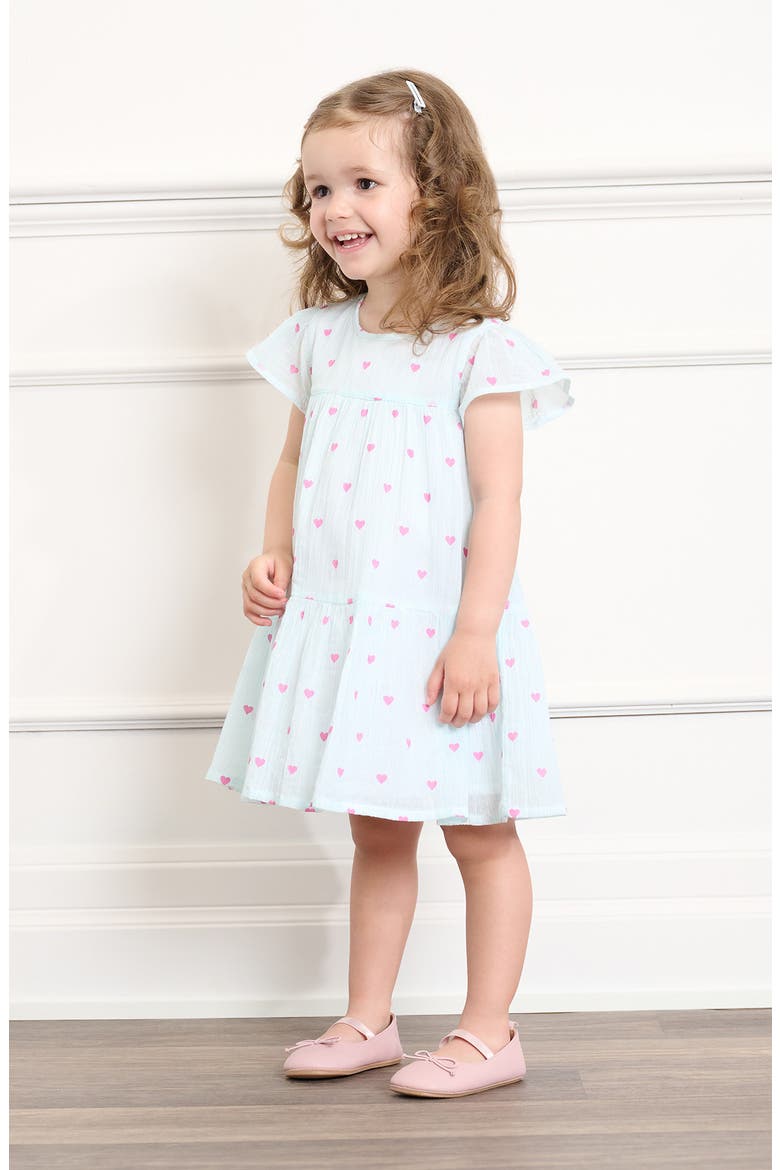 Little Hearts Cotton Tiered Dress, Alternate, color, BLUE LIGHT