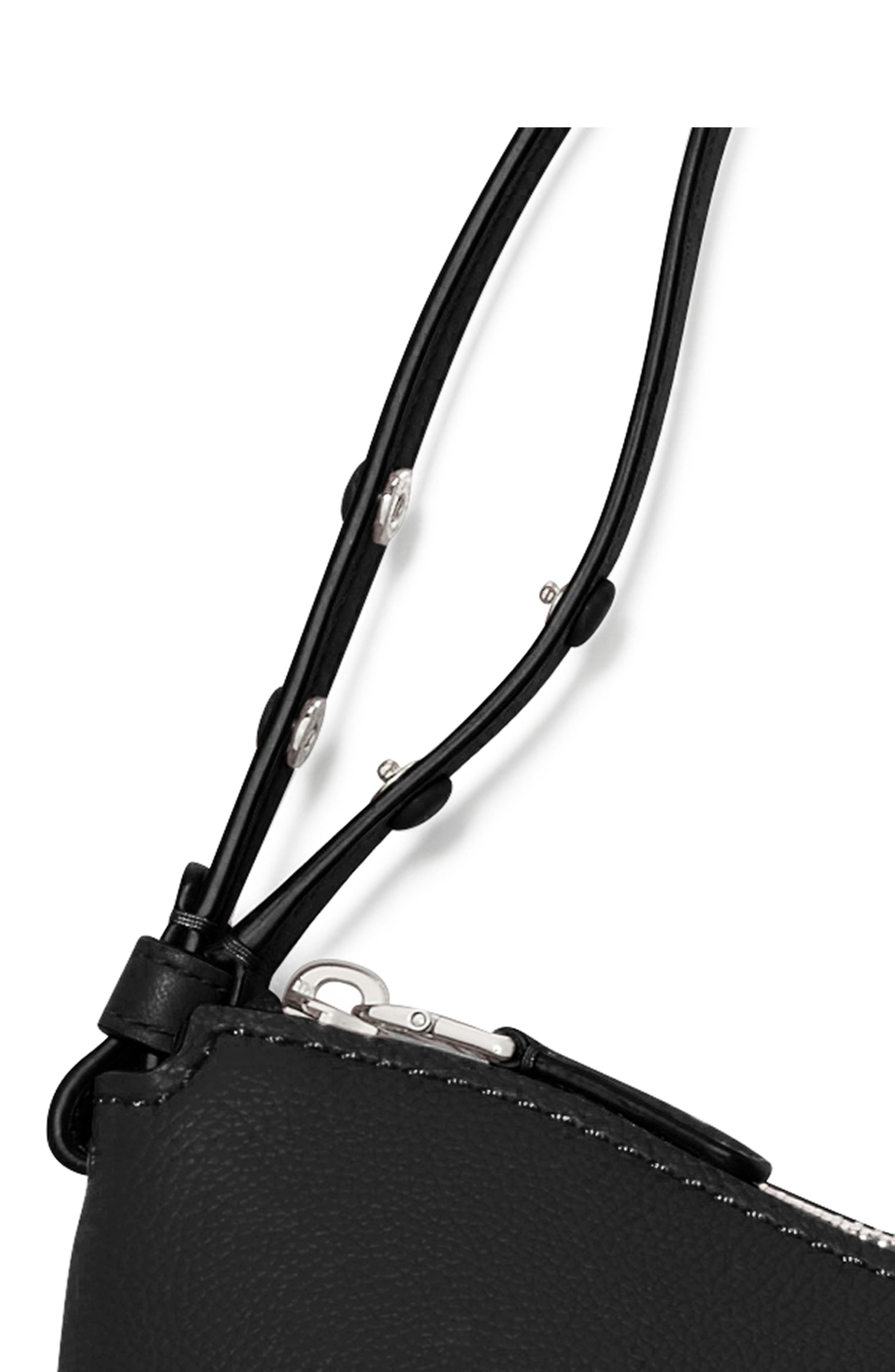 Loop Pebbled Leather Shoulder Bag, Alternate, color, BLACK