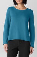 Eileen Fisher Bateau Neck Cotton Blend Sweater