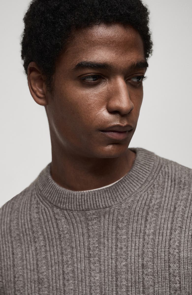 MANGO Combined Cable Knit Sweater, Alternate, color,