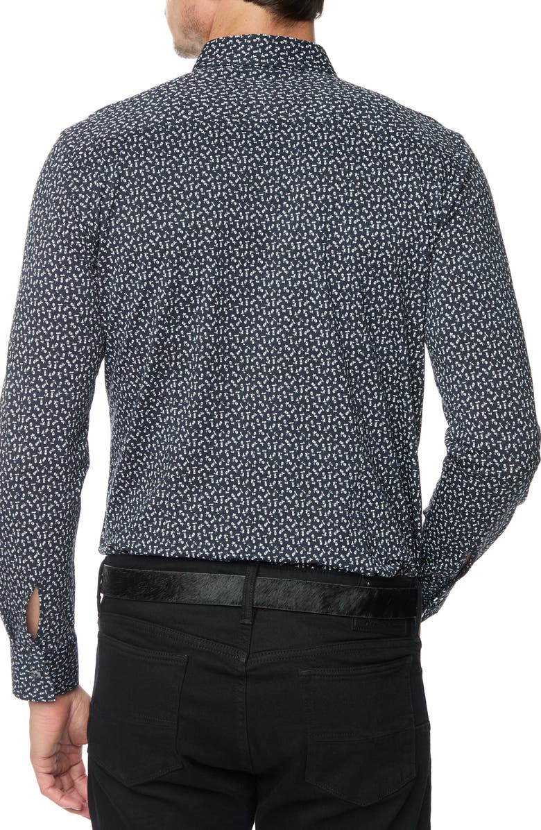 Robert Graham Crossbones Cotton Button-Up Knit Shirt, Alternate, color, Black
