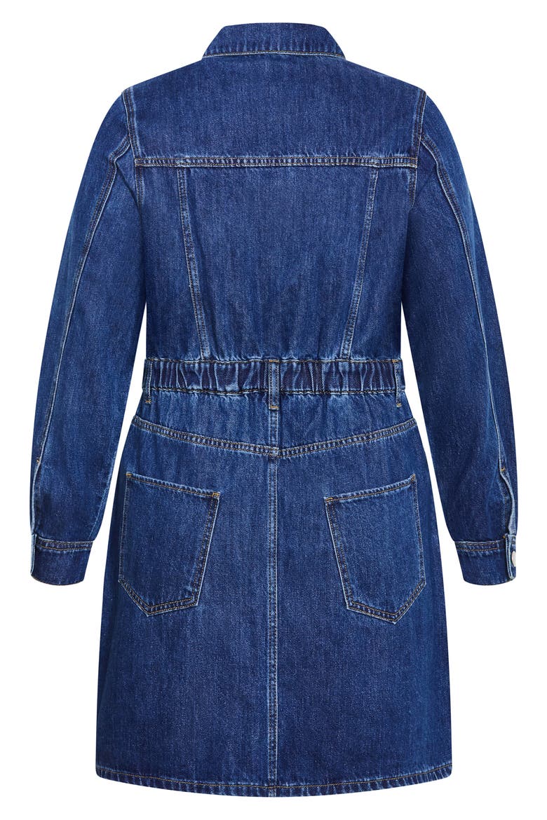 Liora Long Sleeve Denim Shirtdress, Alternate, color, DARK DENIM