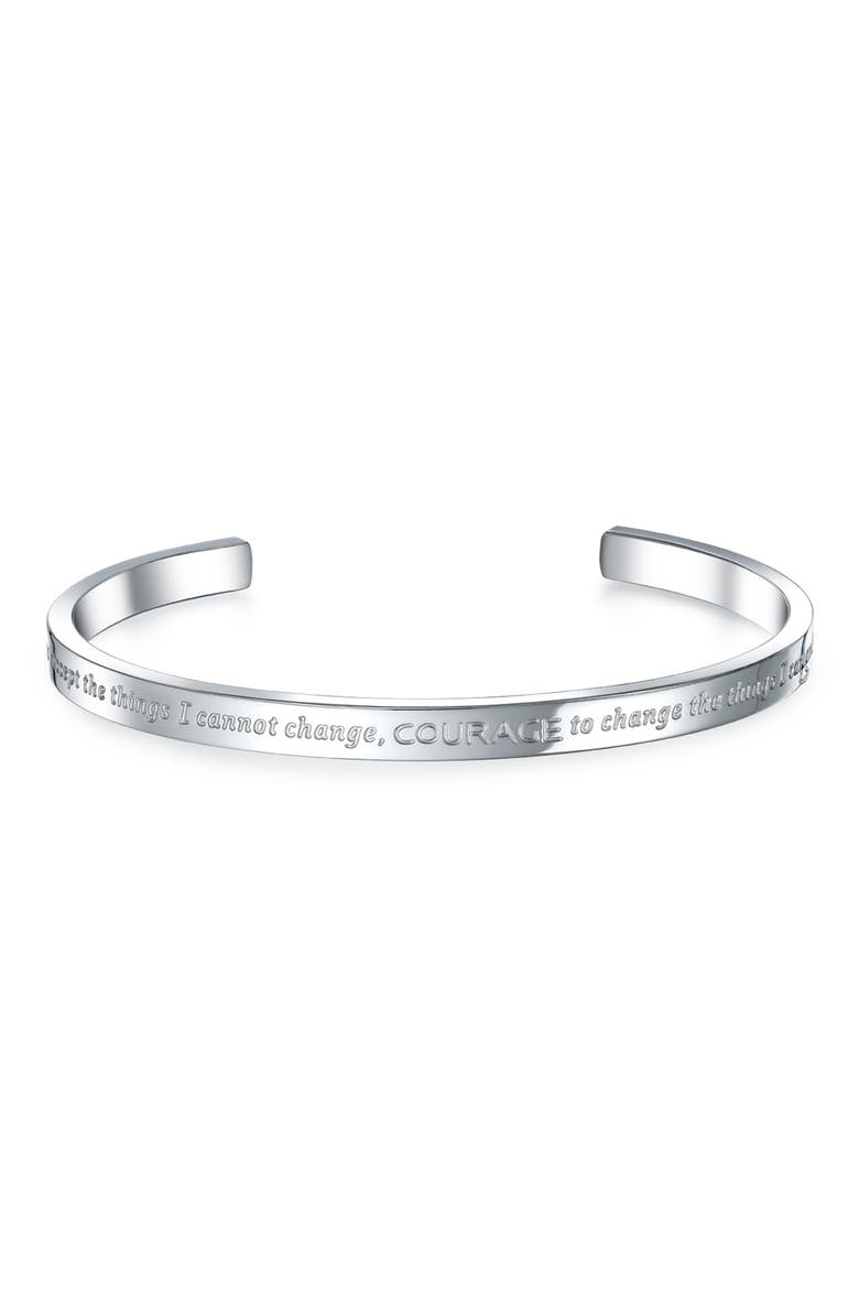 Gender Inclusive Inspirational Serenity Cuff Bracelet, Main, color, GREY