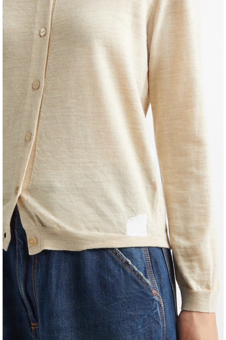 Charles Patching Wool Blend Cardigan, Alternate, color, BEIGE