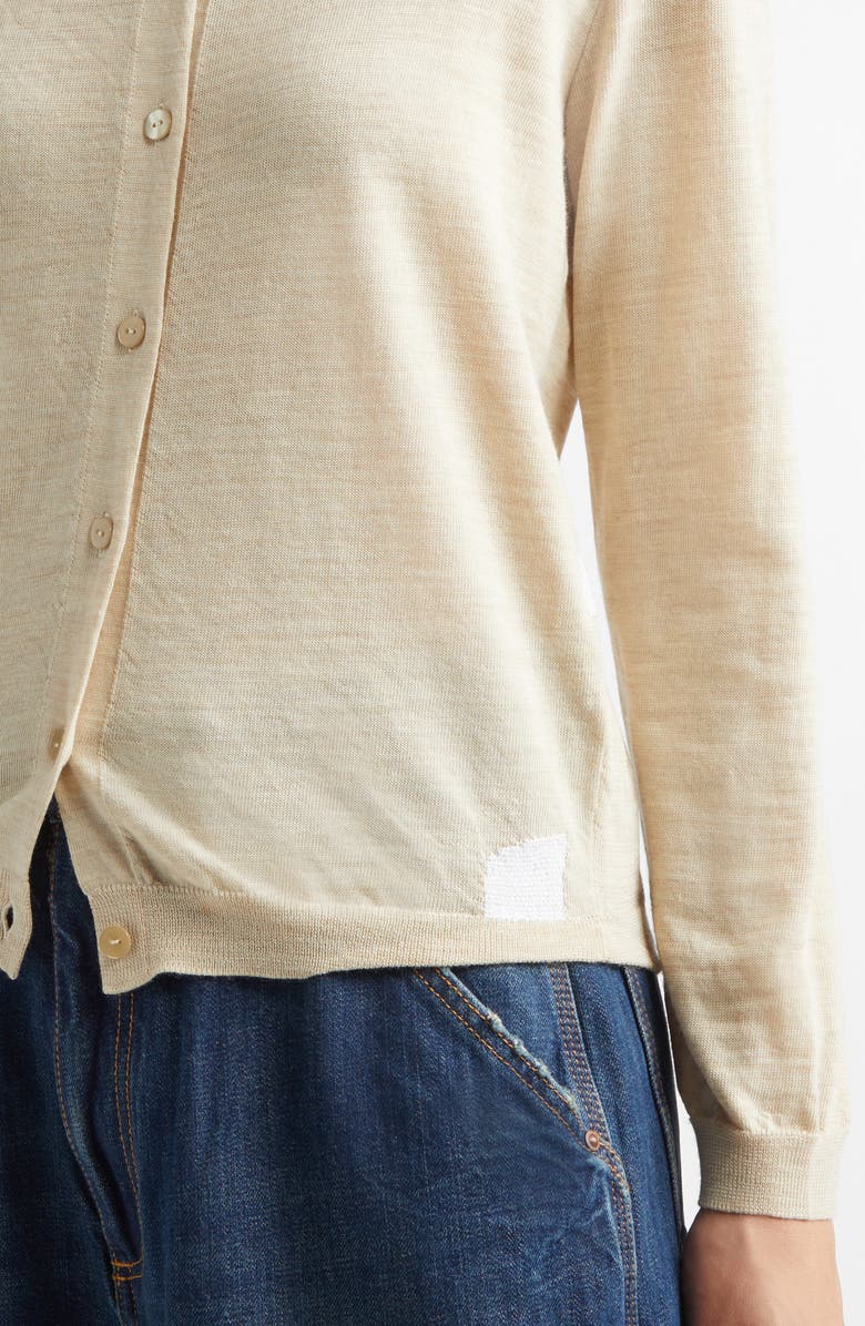 Maison Margiela Charles Patching Wool Blend Cardigan, Alternate, color, Beige