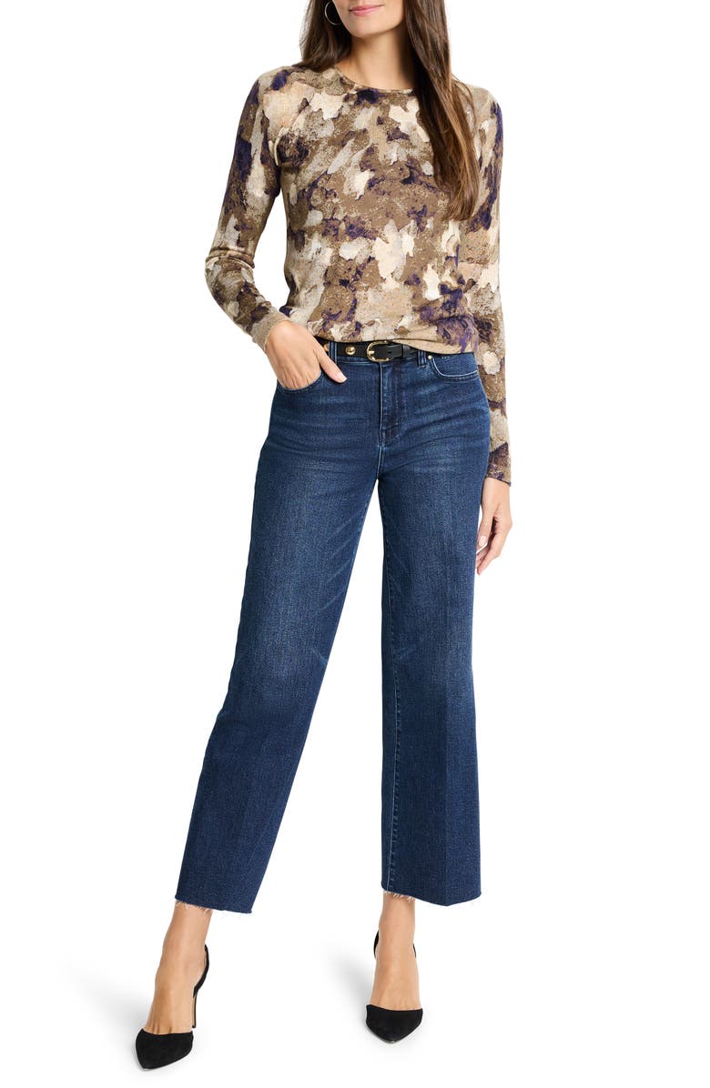 NIC+ZOE Femme Camo Sweater, Alternate, color, Indigo Multi