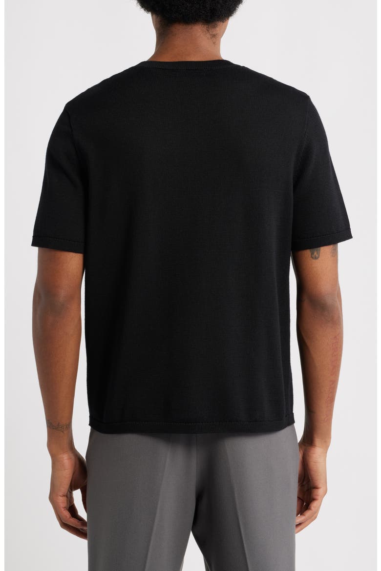 Short Sleeve Crewneck Sweater, Alternate, color, BLACK