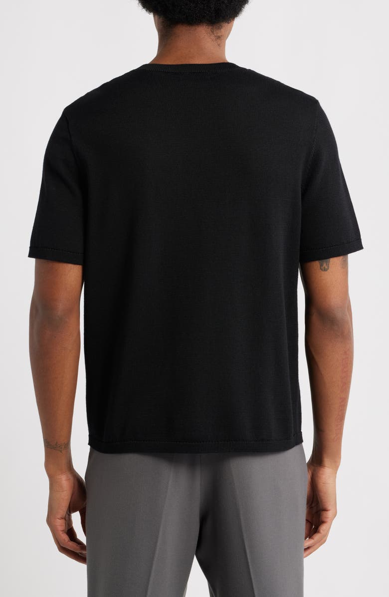 Open Edit Short Sleeve Crewneck Sweater, Alternate, color, Black