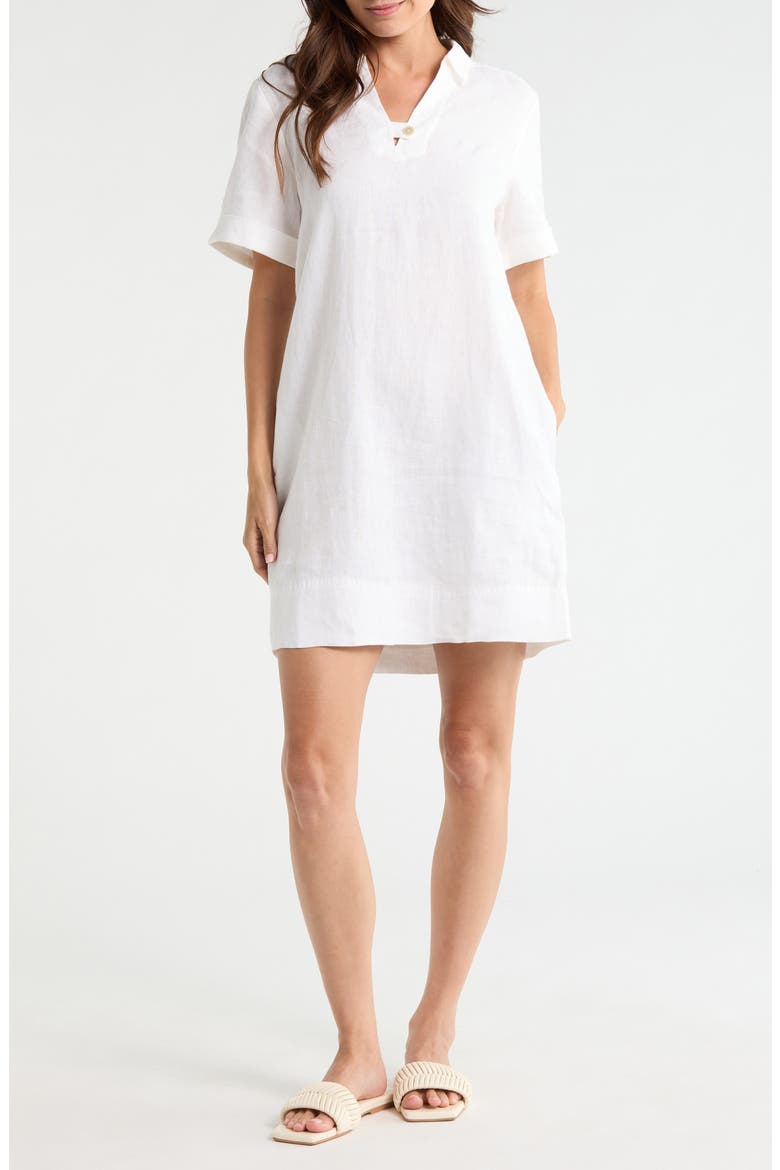 Two Palms Linen Dress, Main, color, WHITE