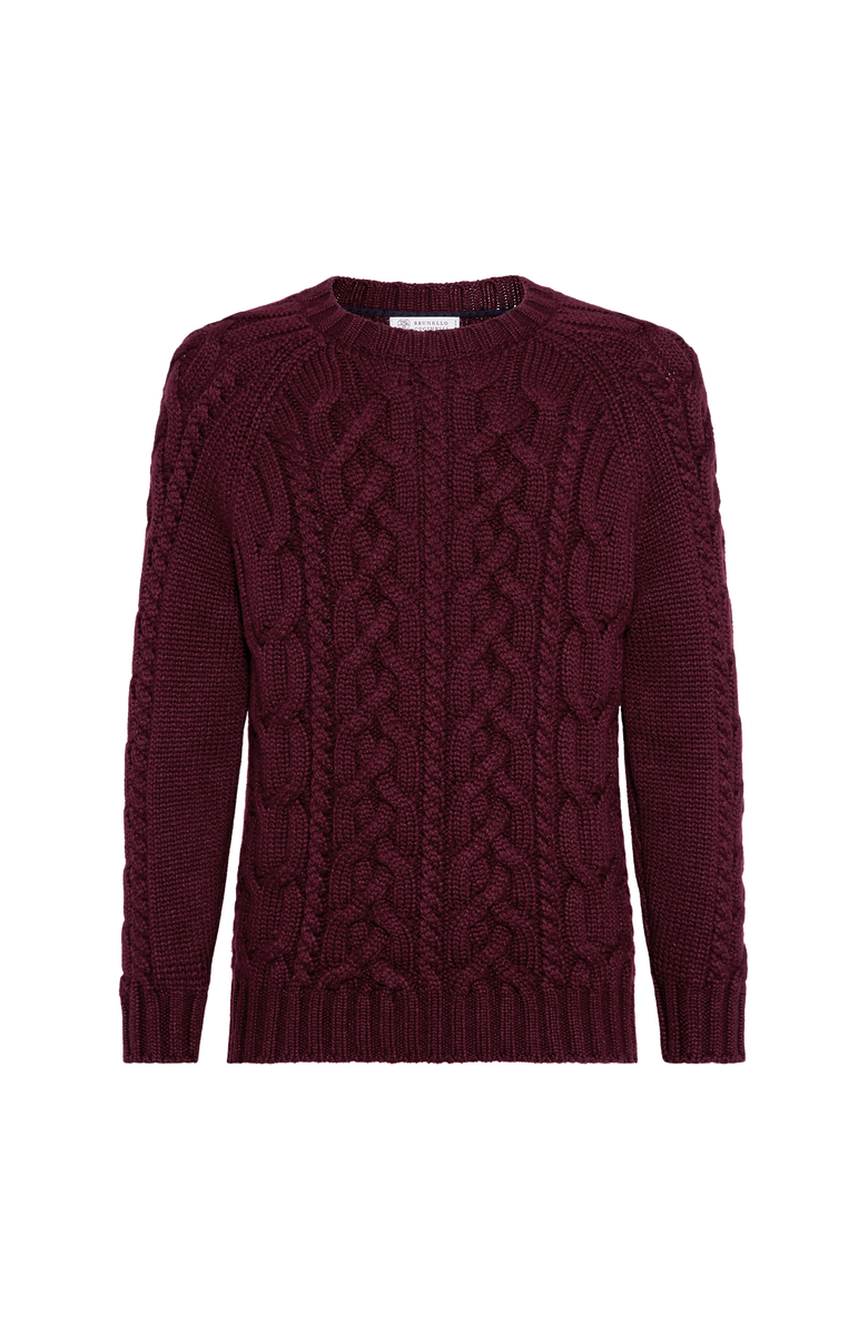 Brunello Cucinelli Cable knit sweater, Main, color, Burgundy