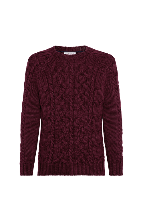 Brunello Cucinelli Cable Knit Sweater In Brown