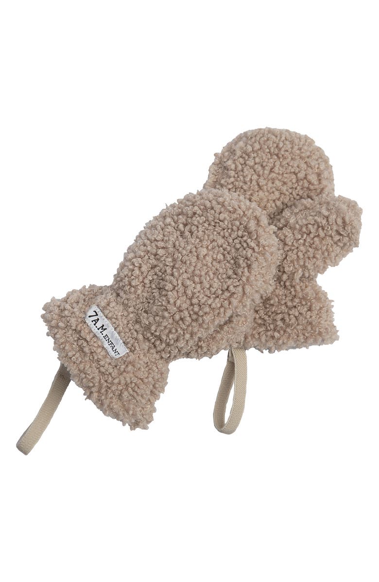 7 A.M. Enfant Teddy Cub Hat & Mittens Set, Alternate, color, Oatmeal Teddy