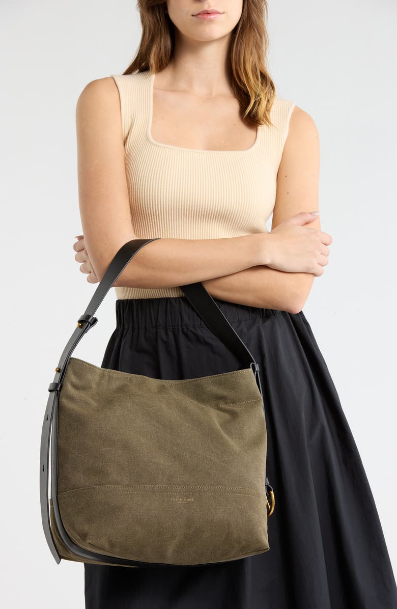 rag & bone Clinton Canvas Bucket Bag, Alternate, color, Forest