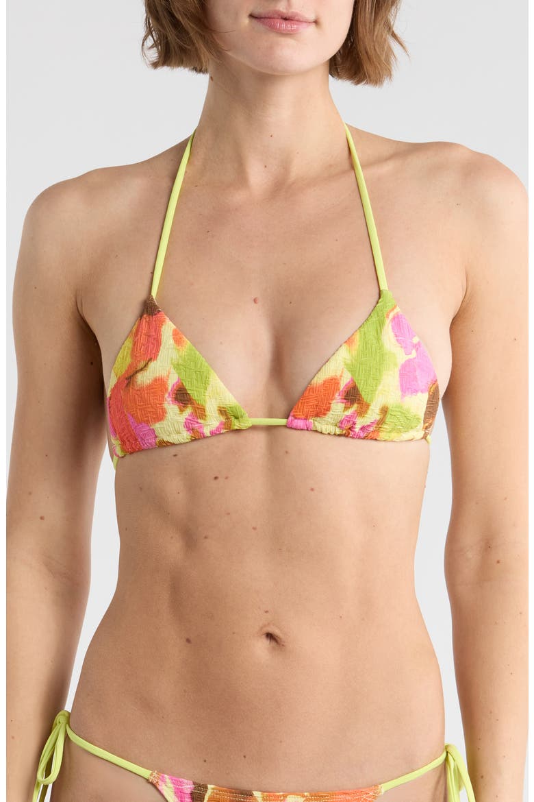 Printed Mika Triangle Bikini Top, Main, color, PINK COMBO