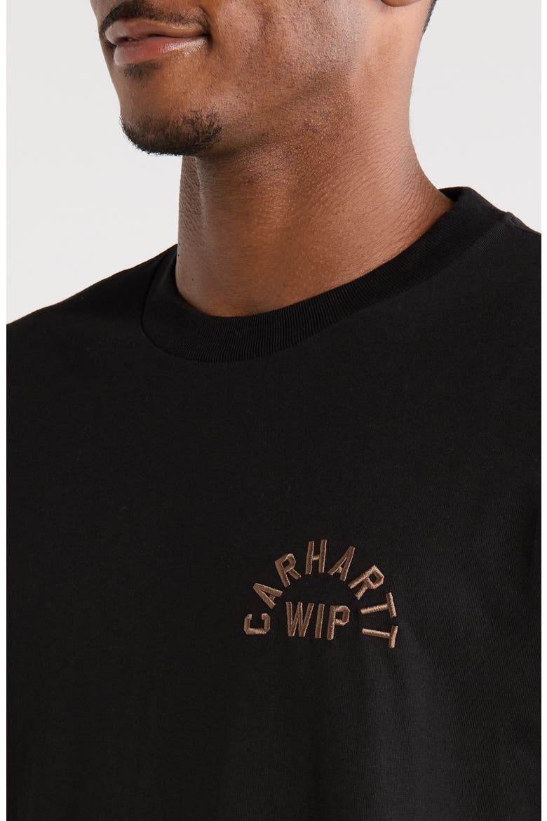 Arch Script Loose Fit Embroidered Organic Cotton T-Shirt, Alternate, color, BLACK / WIP H BROWN