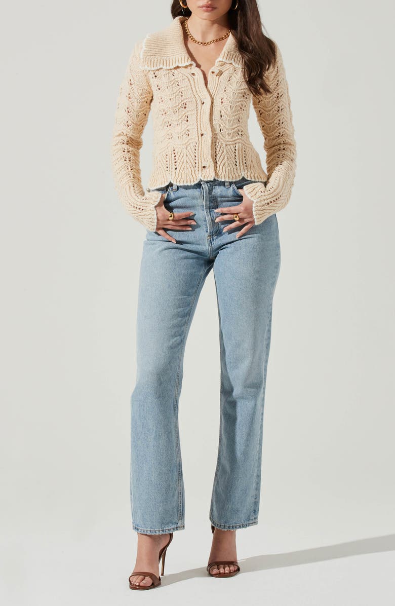 ASTR the Label Scallop Collar Cardigan, Alternate, color, 