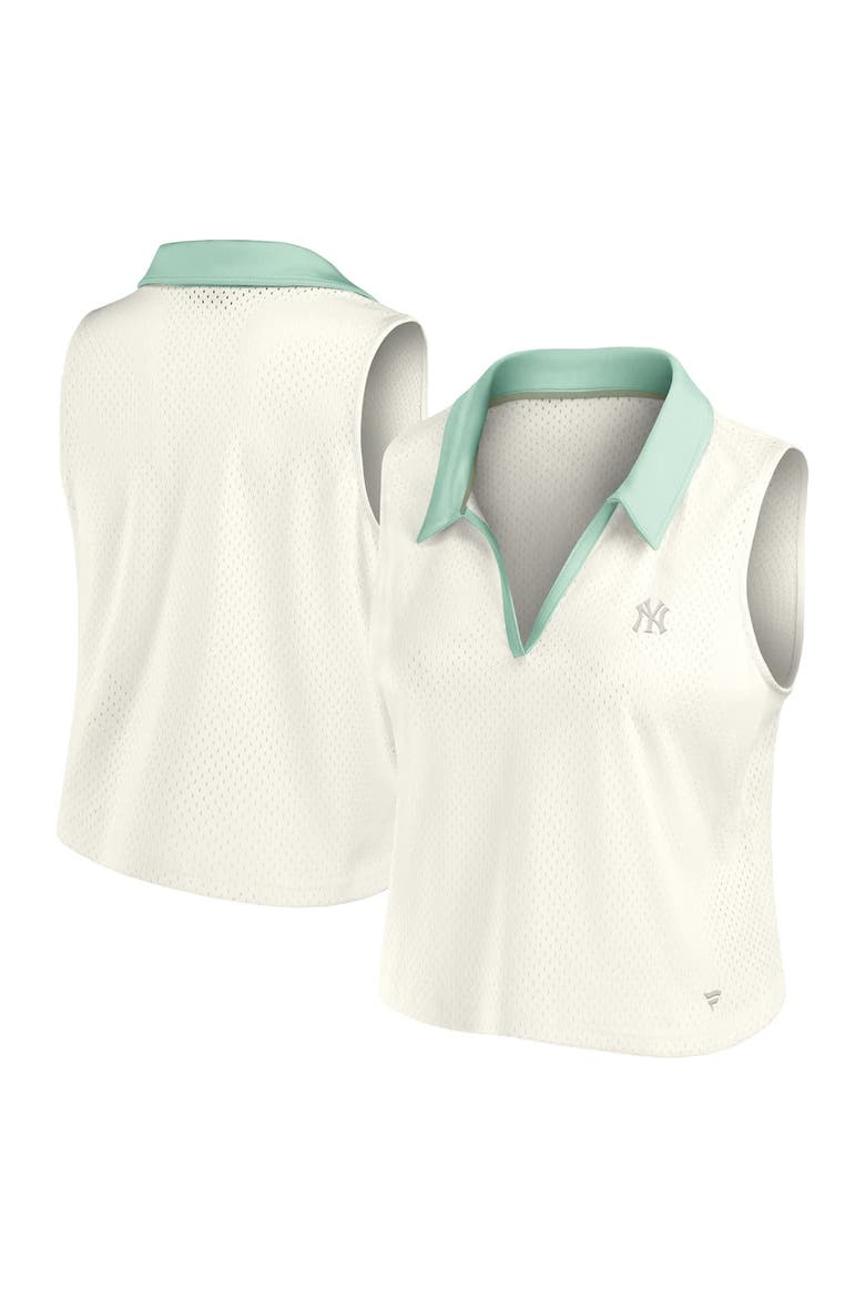 Women's Fanatics Cream New York Yankees Studio Wellness V-Neck Tank Top, Alternate, color, Cream