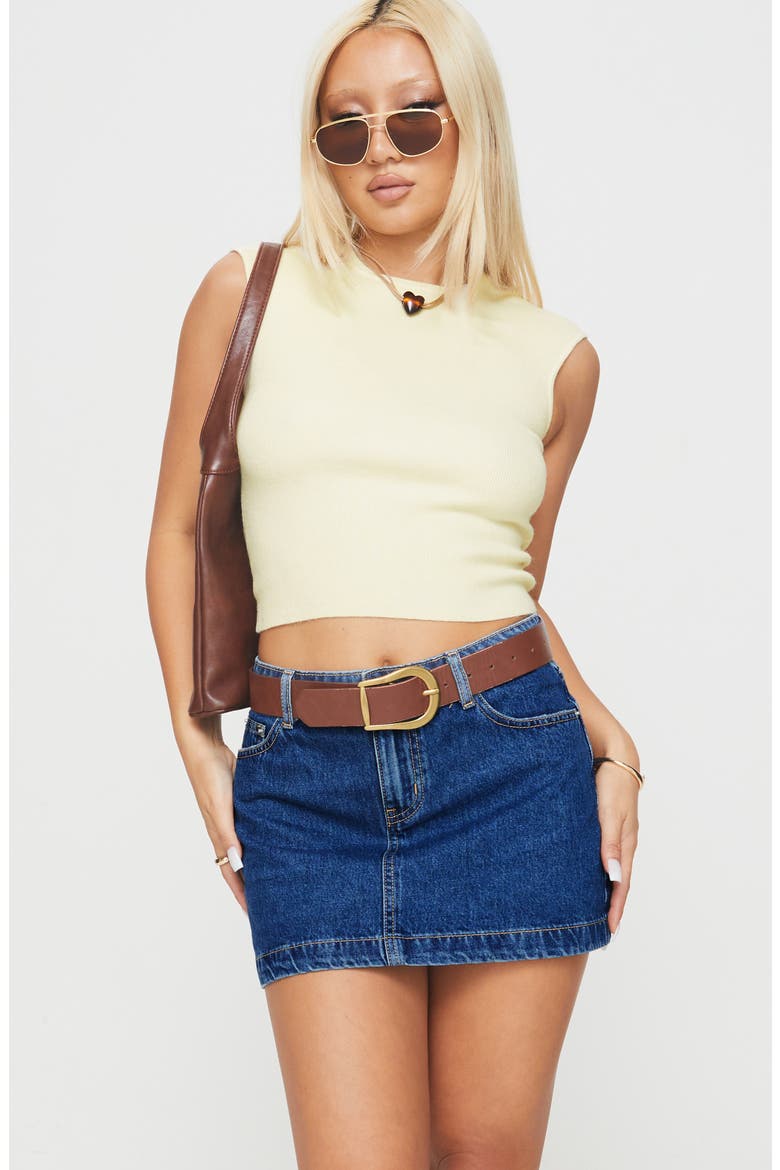 Nickei Denim Miniskirt, Alternate, color, BLUE