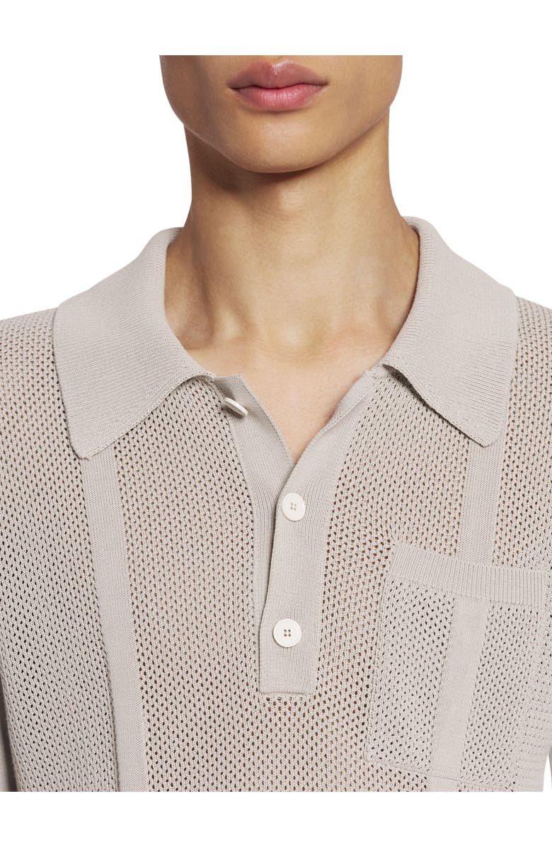 Lanvin Openwork Knit Polo Shirt, Alternate, color, 