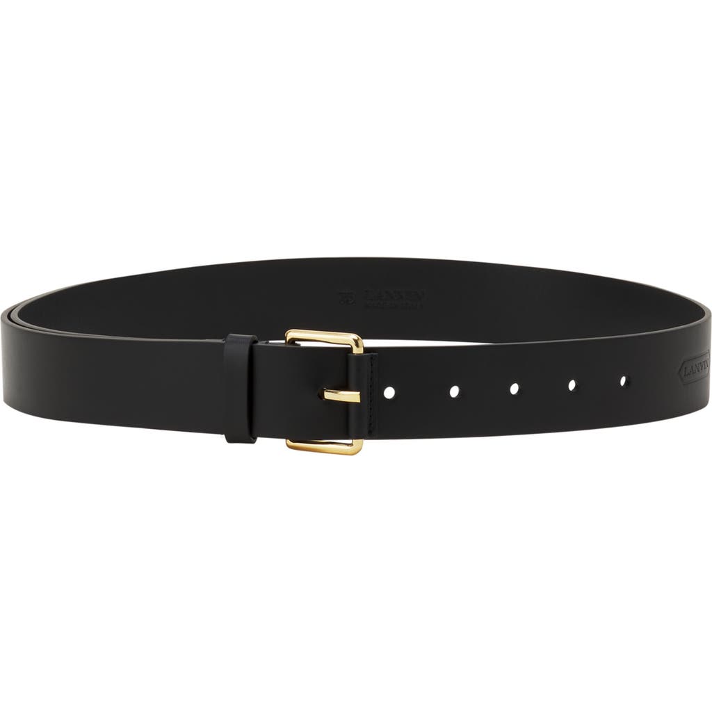 Lanvin Compagnon Large Leather Belt In Black