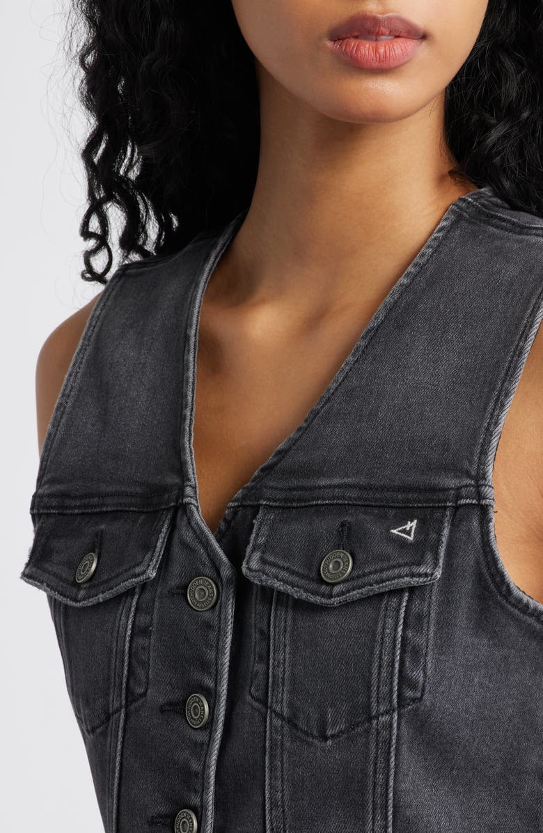 HIDDEN JEANS Fitted Denim Vest, Alternate, color, Charcoal