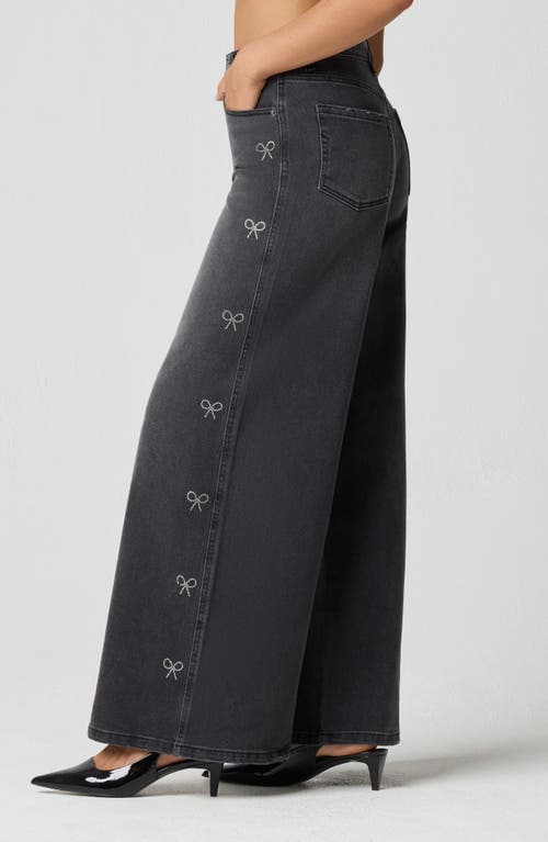 Florence By Mills Crystal Bow High Waist Wide Leg Jeans In Brown