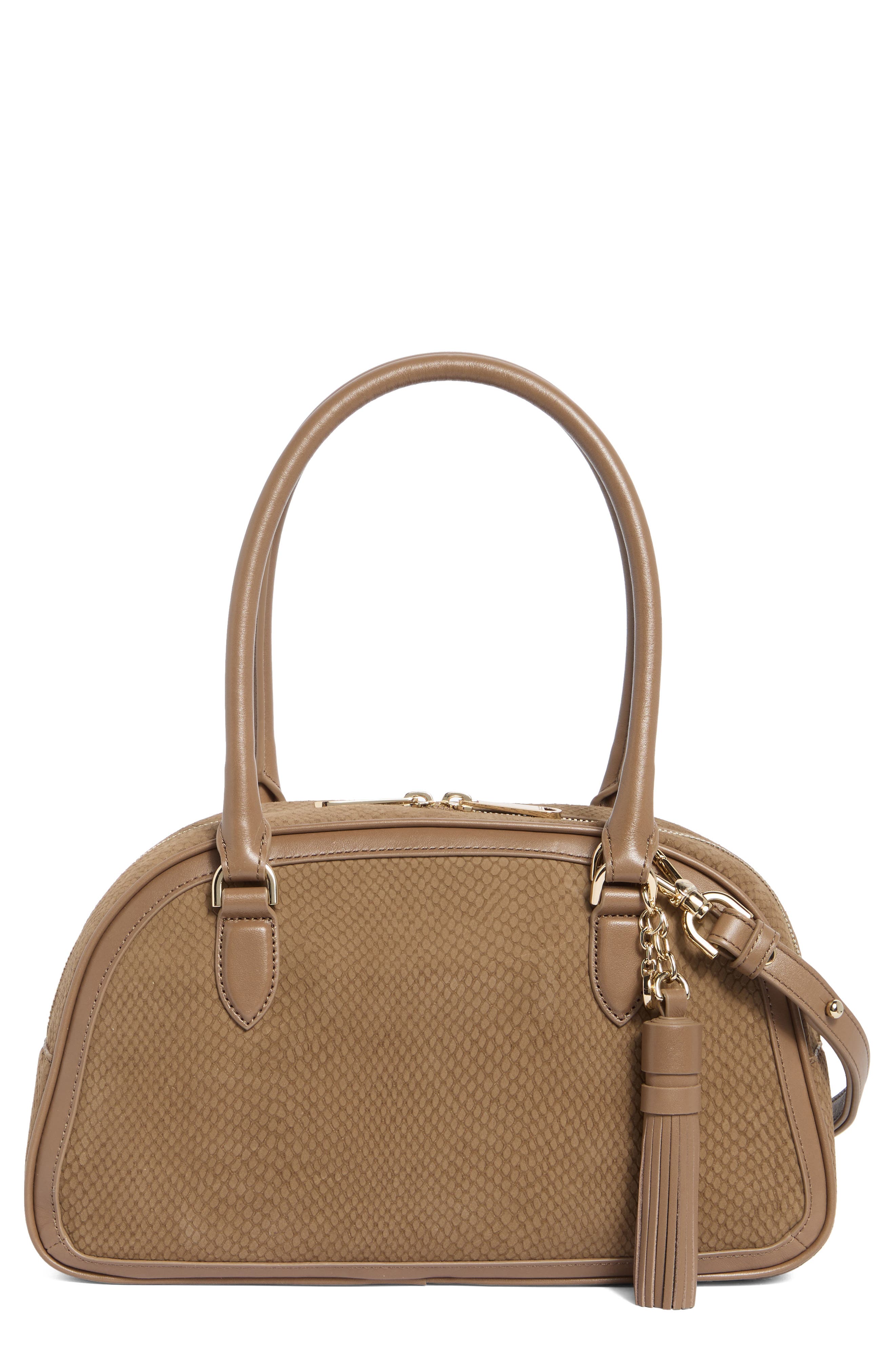 Angie Snakeskin Embossed Leather Satchel, Main, color, TAUPE BELCANTO