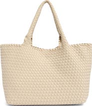 BCBG Woven Large Tote Bag & Pouch Set