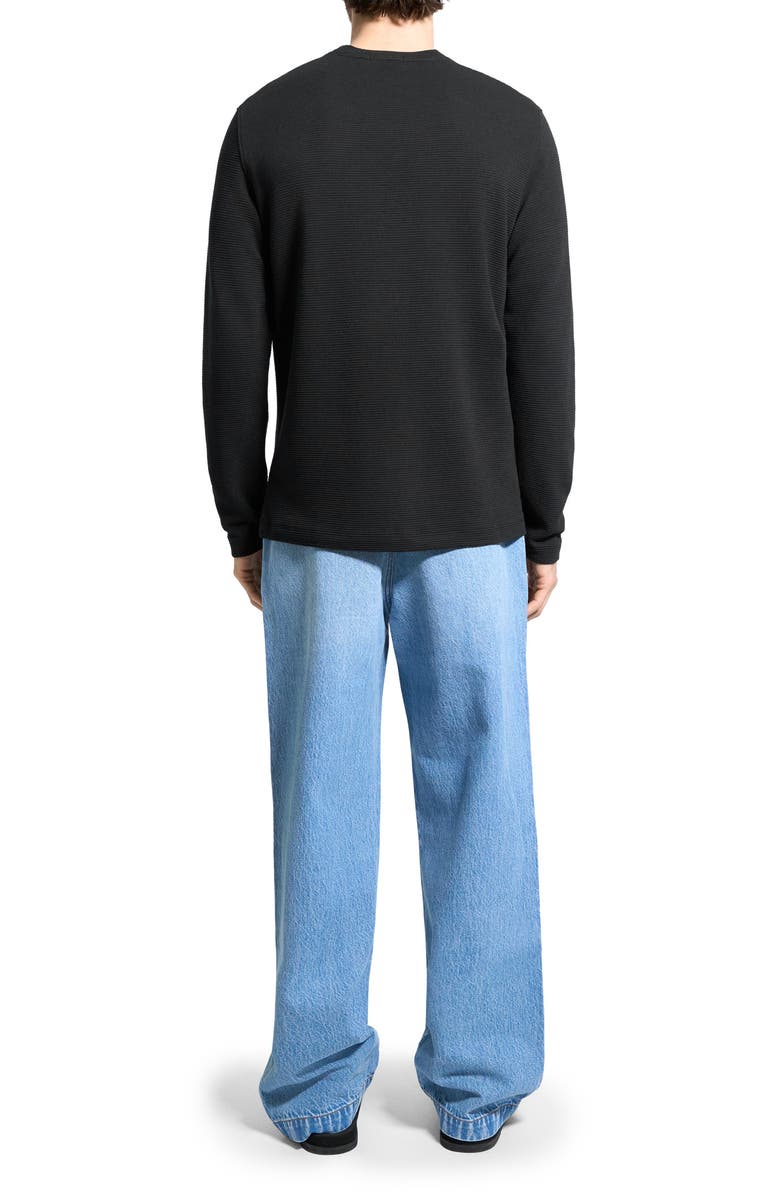 Theory Delroy Textured Long Sleeve T-Shirt, Alternate, color, Black