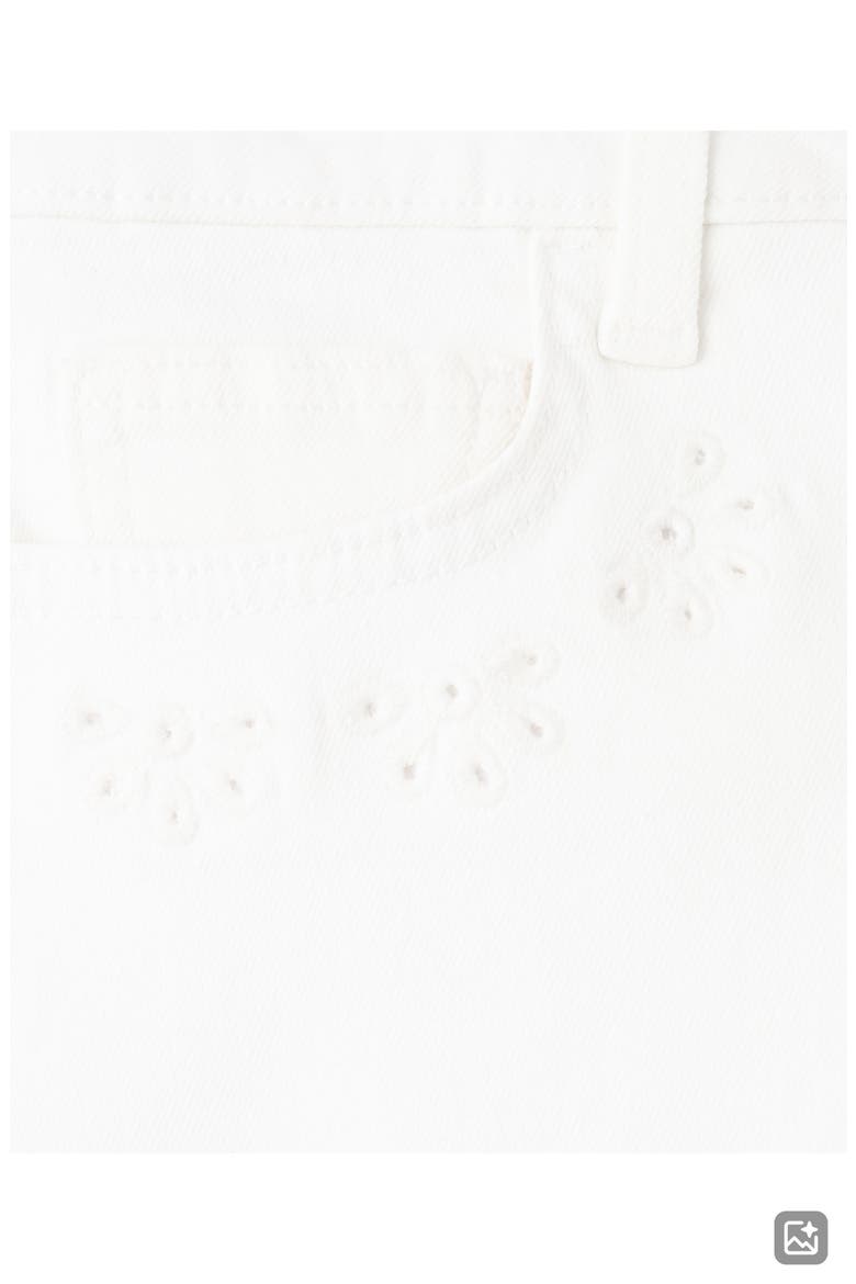 Embroidered Eyelet Detail Stretch Denim Shorts, Alternate, color, WHITE