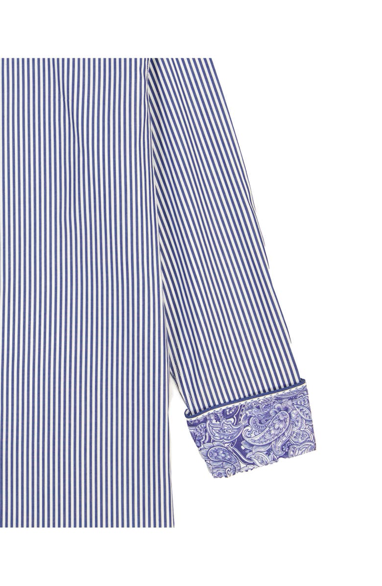 Robert Graham Greenwich Stripe Stretch Button-Up Shirt, Alternate, color, Navy